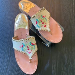 Jack Rogers Peacock Embroidered Sandal Size 9